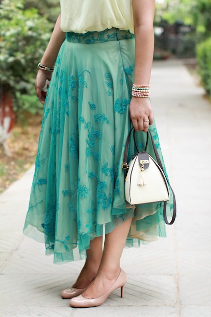 pastel green tulle skirt
