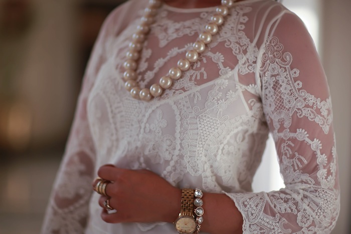 lace pearls fashion