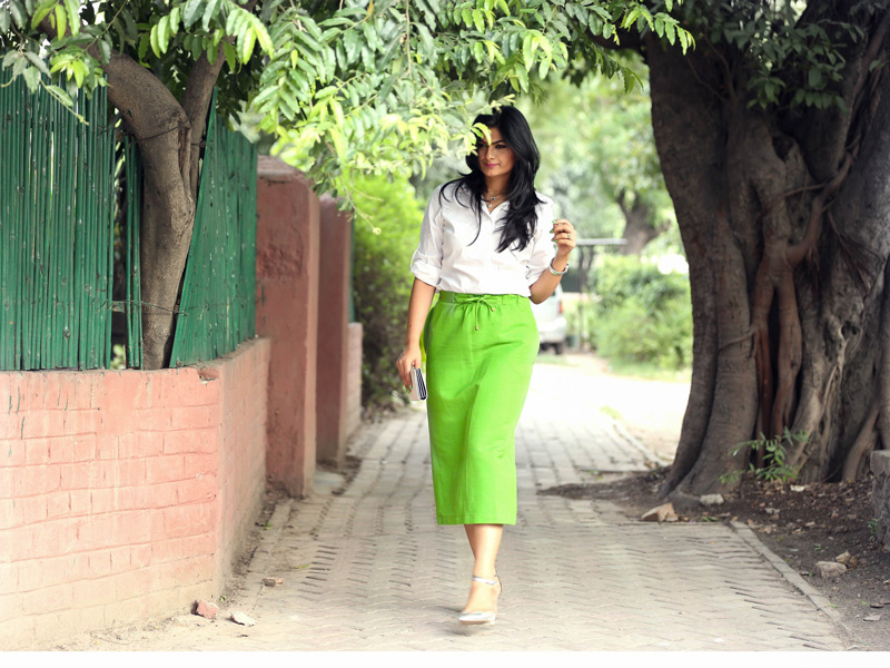 green skirt indian fashion
