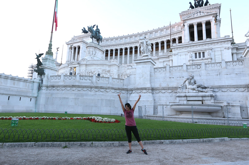 Checking out 'piazza de venezia' early morning . It  is a major circus and the central hub of Rome
