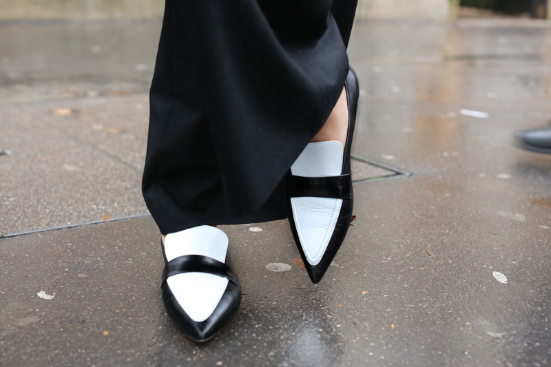 celine white pointy loafers