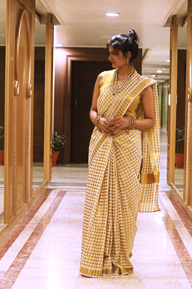 white gold kerala saree