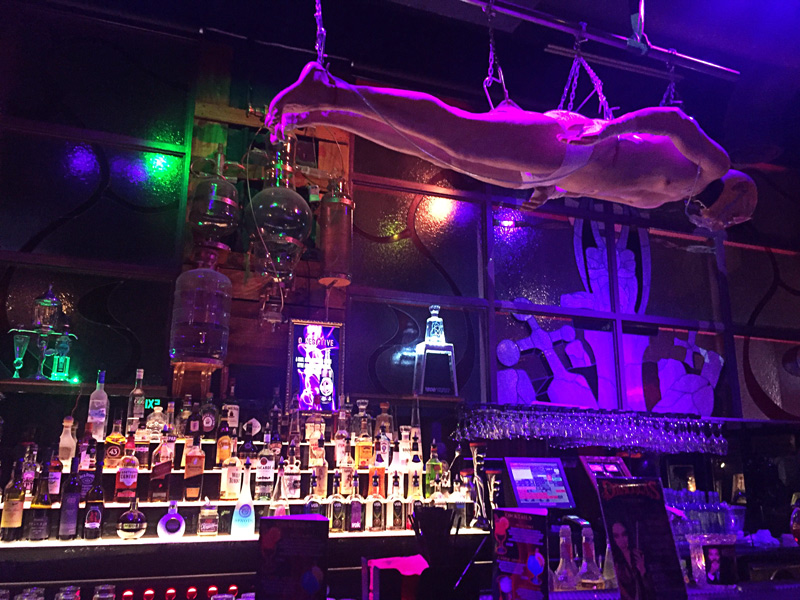 the hanging dead man on the bar : |  Dracula Show
