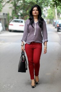 burgundy jeans
